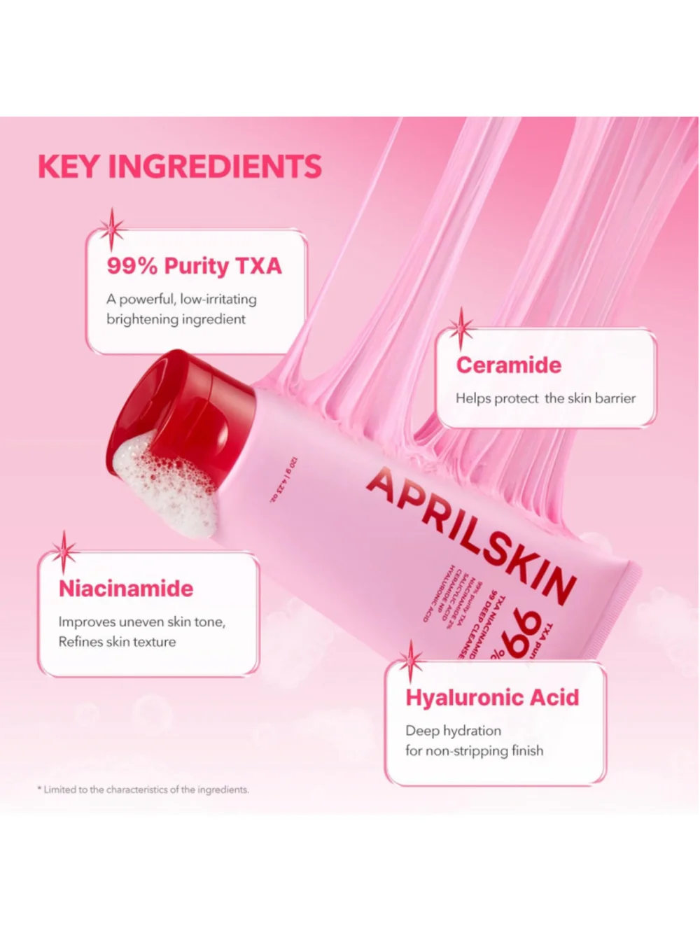 APRILSKIN TXA 99 Niacinamide Pink Bubblegum Deep Facial Cleanser